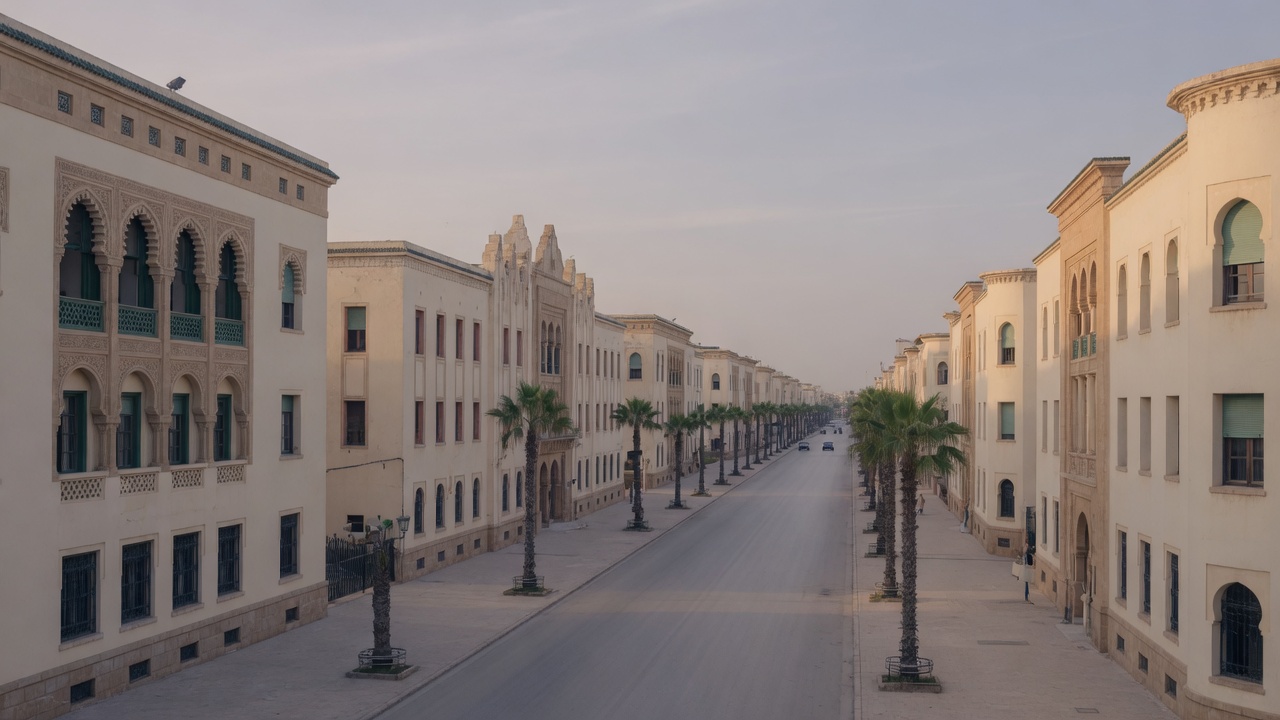 The palm-lined administrative avenue in Rabat